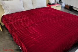 Grey silk & red velvet quilt